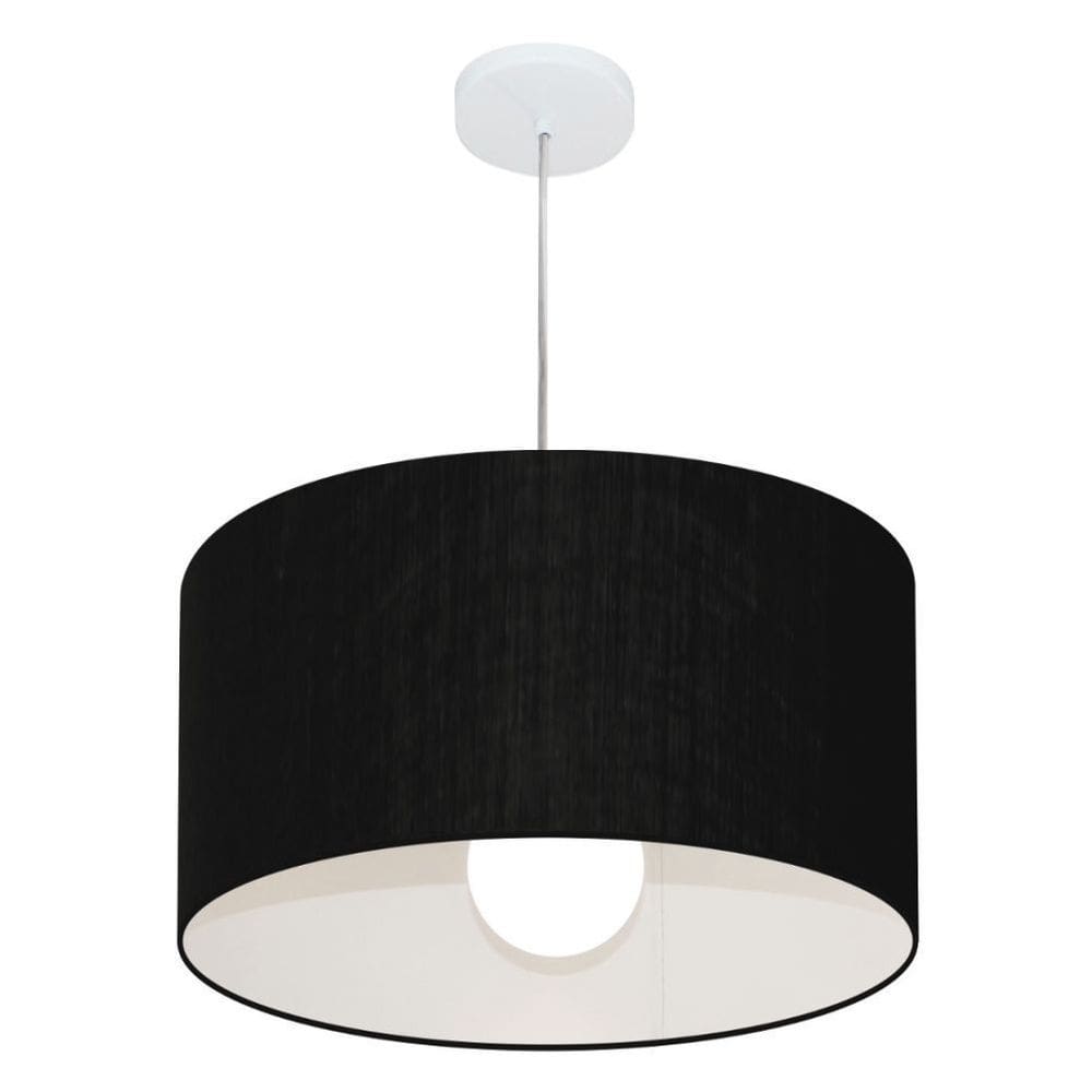 Lustre Pendente Cilíndrico Md-4205 Cúpula em Tecido 45x30cm Preto - Bivolt