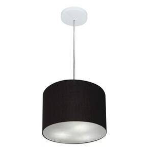Lustre Pendente Cilíndrico Md-4209 Cúpula em Tecido 25x25cm Preto - Bivolt