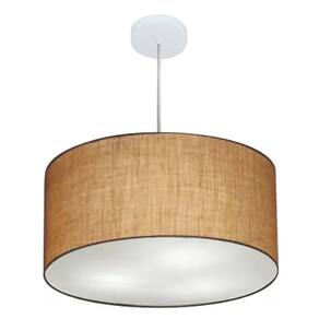 Lustre Pendente Cilíndrico Md-4213 Cúpula em Tecido 50x30cm Palha - Bivolt