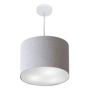 Lustre Pendente Cilíndrico Md-4216 Cúpula em Tecido 40x30cm Rustico Cinza - Bivolt