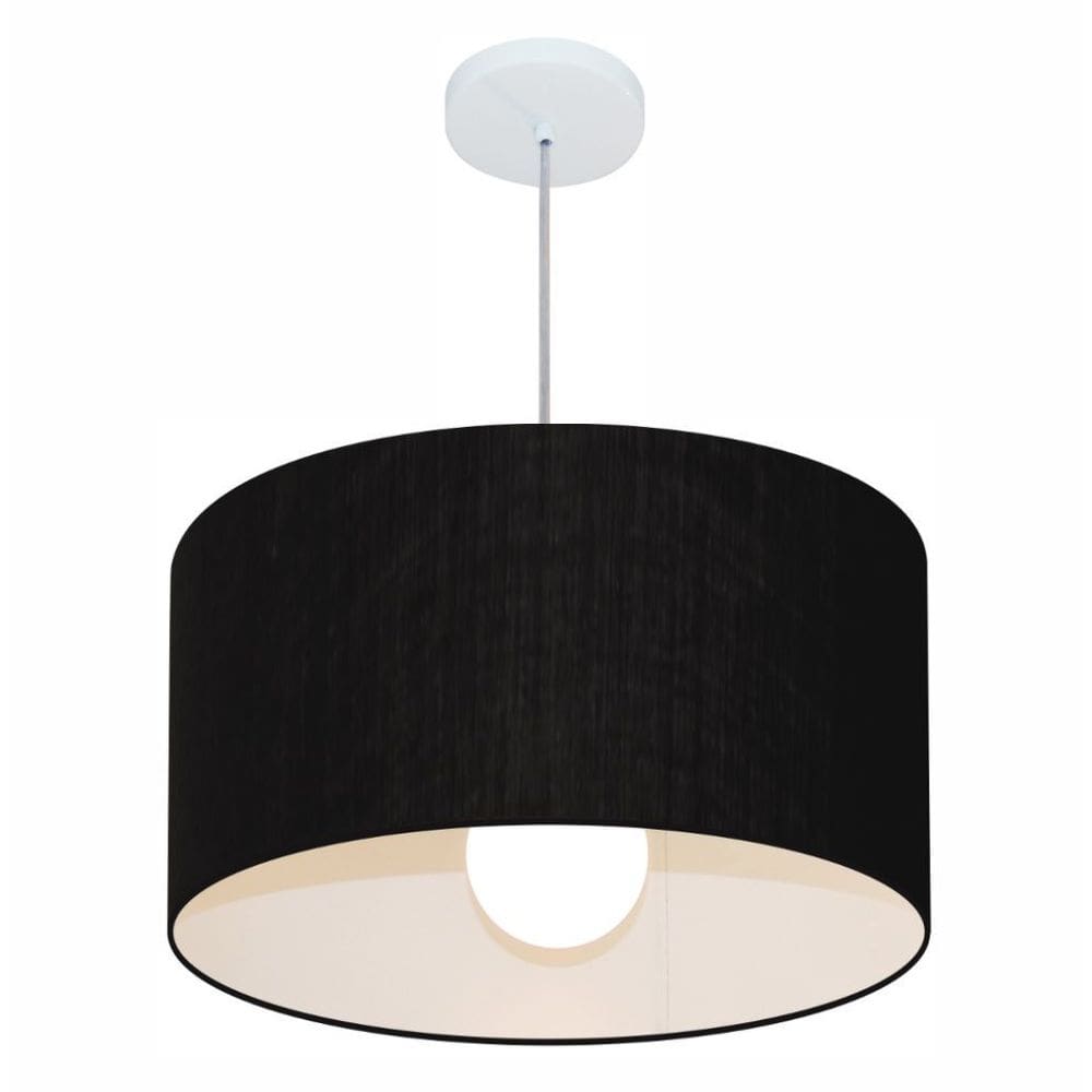 Lustre Pendente Cilíndrico Md-4069 Cúpula em Tecido 50x30cm Preto - Bivolt