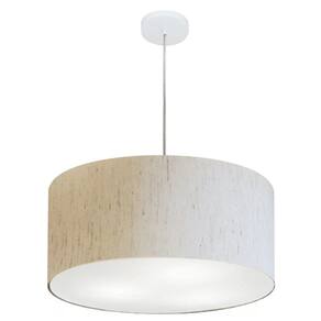 Lustre Pendente Cilíndrico Md-4049 Cúpula em Tecido 50x21cm Linho Bege - Bivolt