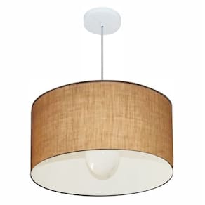Lustre Pendente Cilíndrico Md-4069 Cúpula em Tecido 50x30cm Palha - Bivolt