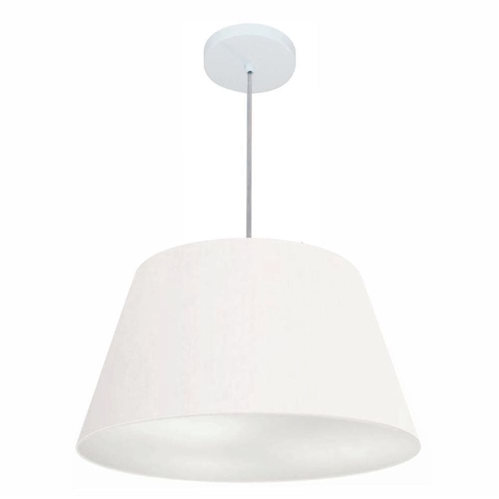 Lustre Pendente Cone Md-4248 Cúpula em Tecido 30/50x35cm Branco - Bivolt