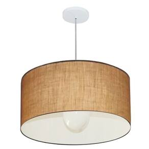 Lustre Pendente Cilíndrico Md-4207 Cúpula em Tecido 55x25cm Palha - Bivolt