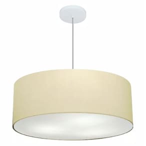 Lustre Pendente Cilíndrico Md-4079 Cúpula em Tecido 60x21cm Algodão Crú - Bivolt