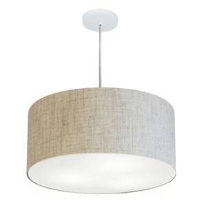 Lustre Pendente Cilíndrico Md-4219 Cúpula em Tecido 55x25cm Rustico Bege - Bivolt