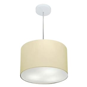 Lustre Pendente Cilíndrico Md-4211 Cúpula em Tecido 35x25cm Algodão Crú - Bivolt