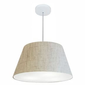 Lustre Pendente Cone Md-4249 Cúpula em Tecido 30/50x35cm Rustico Bege - Bivolt