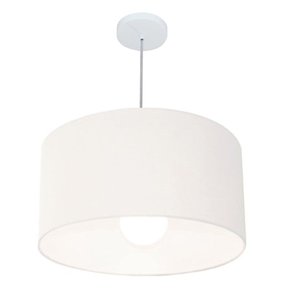 Lustre Pendente Cilíndrico Md-4169 Cúpula em Tecido 60x30cm Branco - Bivolt