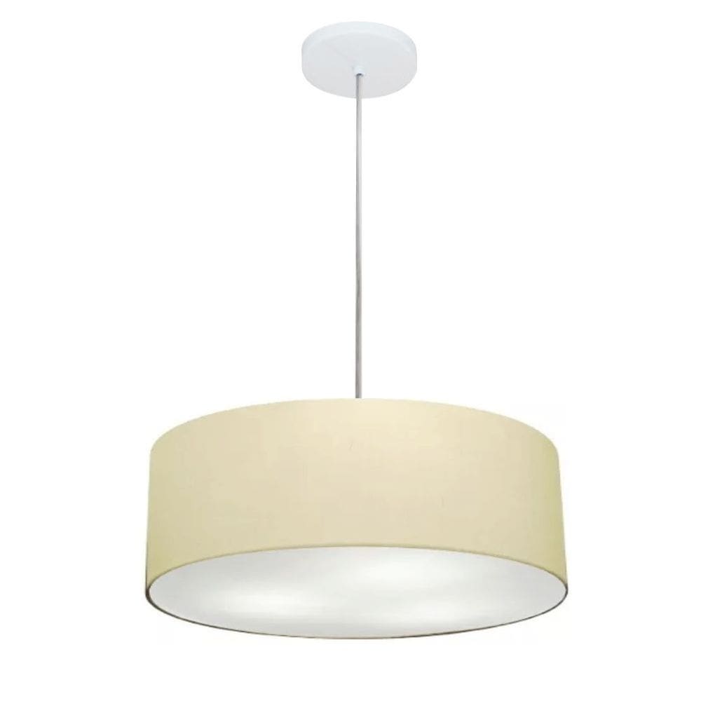 Lustre Pendente Cilíndrico Md-4132 Cúpula em Tecido 40x15cm Algodão Crú - Bivolt