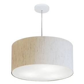 Lustre Pendente Cilíndrico Md-4219 Cúpula em Tecido 55x25cm Linho Bege - Bivolt