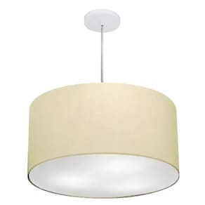 Lustre Pendente Cilíndrico Md-4215 Cúpula em Tecido 55x30cm Algodão Crú - Bivolt