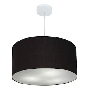 Lustre Pendente Cilíndrico Md-4213 Cúpula em Tecido 50x30cm Preto - Bivolt