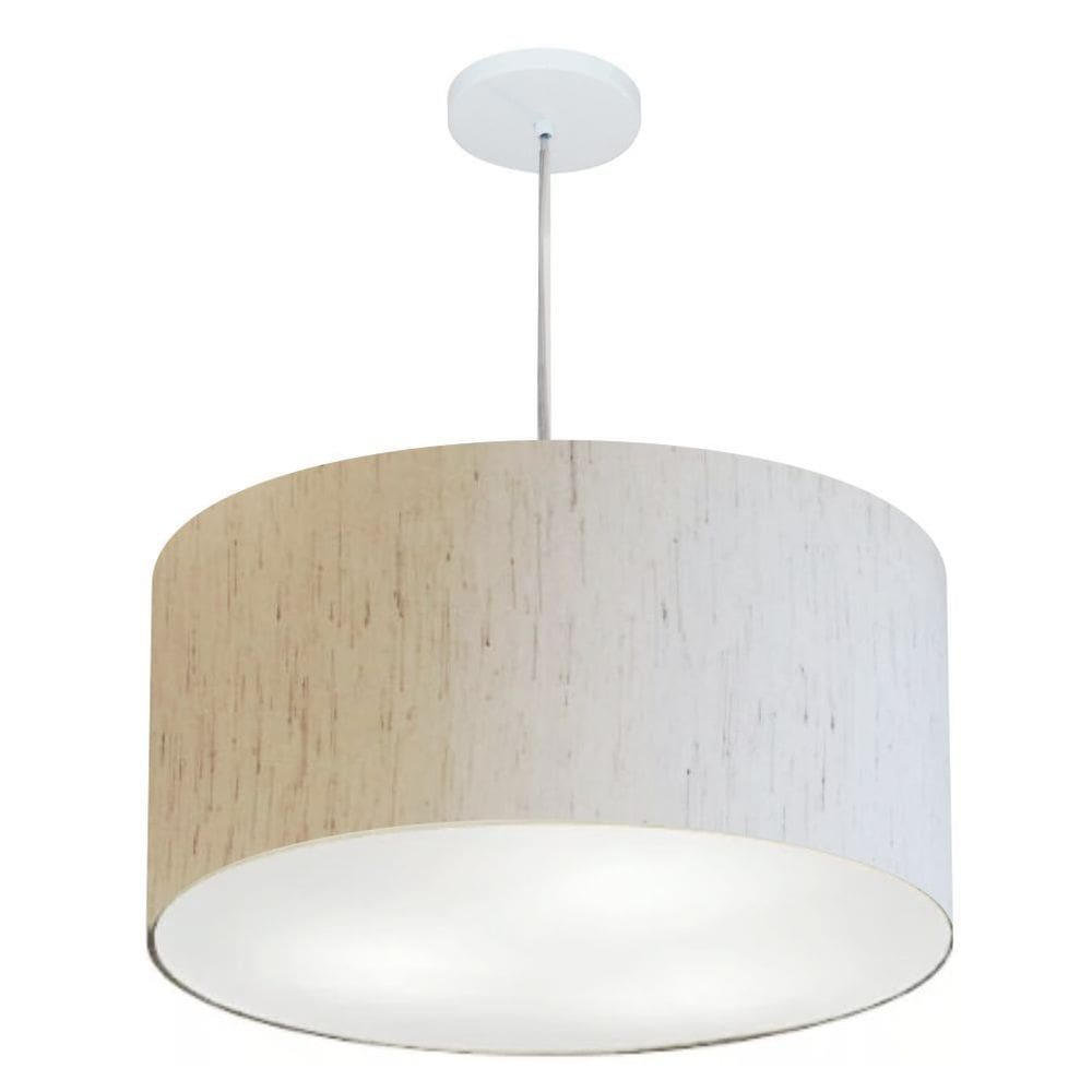 Lustre Pendente Cilíndrico Md-4220 Cúpula em Tecido 55x30cm Linho Bege - Bivolt