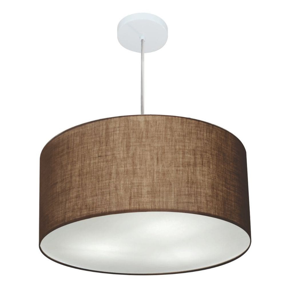 Lustre Pendente Cilíndrico Md-4213 Cúpula em Tecido 50x30cm Café - Bivolt
