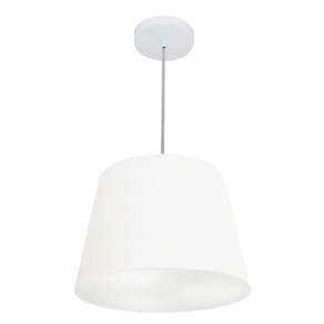 Lustre Pendente Cone Md-4246 Cúpula em Tecido 30/40x30cm Branco - Bivolt
