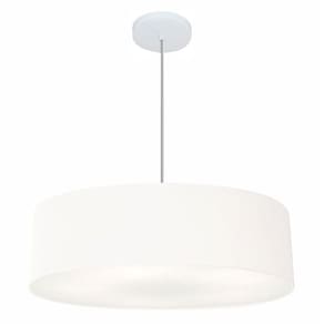 Lustre Pendente Cilíndrico Md-4218 Cúpula em Tecido 55x15cm Branco - Bivolt