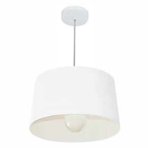 Lustre Pendente Cone Md-4241 Cúpula em Tecido 30/45x40cm Branco - Bivolt