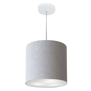Lustre Pendente Cilíndrico Md-4036 Cúpula em Tecido 30x31cm Rustico Cinza - Bivolt