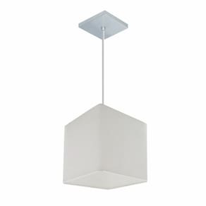 Lustre Pendente Quadrado Md-4224 Cúpula em Tecido 16/16x16cm Branco - Bivolt