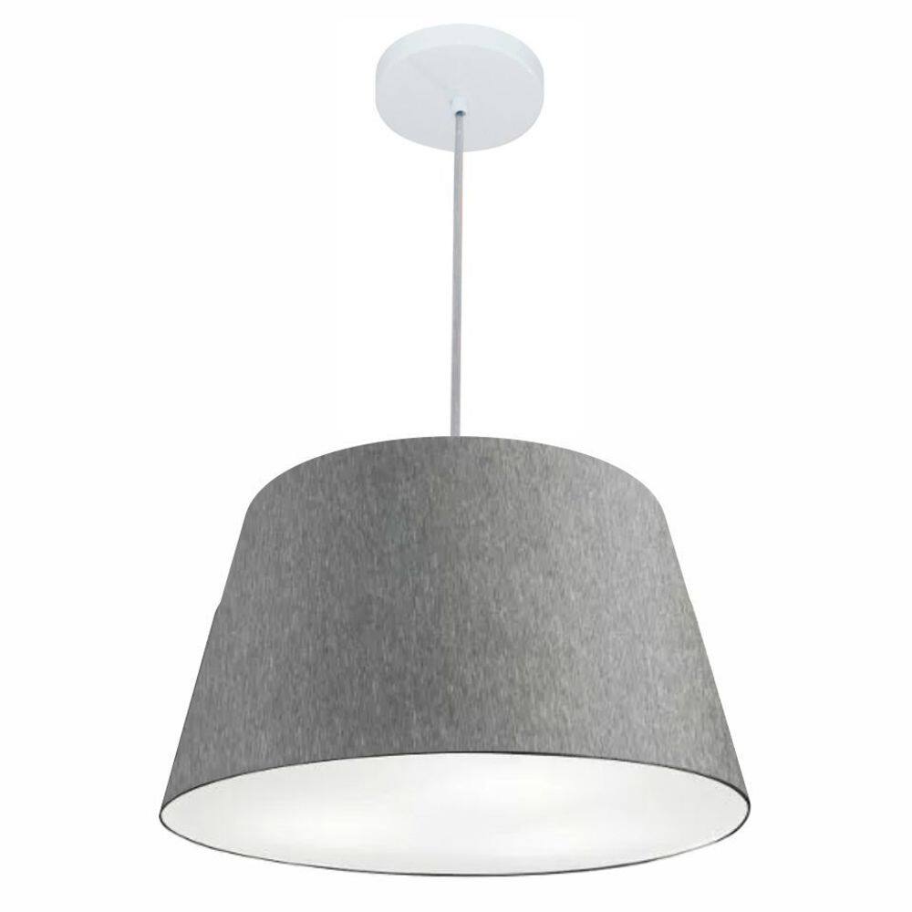 Lustre Pendente Cone Md-4021 Cúpula em Tecido 21/40x30cm Rustico Cinza - Bivolt