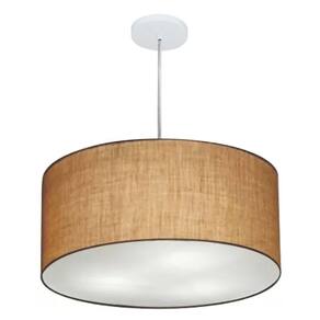 Lustre Pendente Cilíndrico Md-4219 Cúpula em Tecido 55x25cm Palha - Bivolt