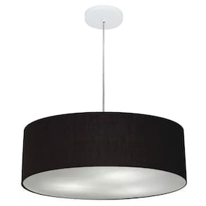 Lustre Pendente Cilíndrico Md-4218 Cúpula em Tecido 55x15cm Preto - Bivolt