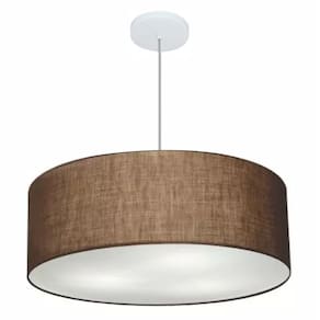 Lustre Pendente Cilíndrico Md-4079 Cúpula em Tecido 60x21cm Café - Bivolt