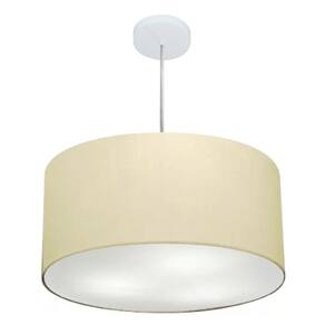 Lustre Pendente Cilíndrico Md-4245 Cúpula em Tecido 50x30cm Algodão Crú - Bivolt