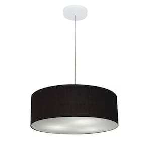 Lustre Pendente Cilíndrico Md-4132 Cúpula em Tecido 40x15cm Preto - Bivolt