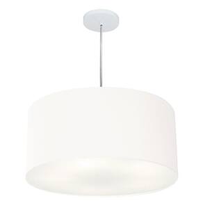 Lustre Pendente Cilíndrico Md-4219 Cúpula em Tecido 55x25cm Branco - Bivolt