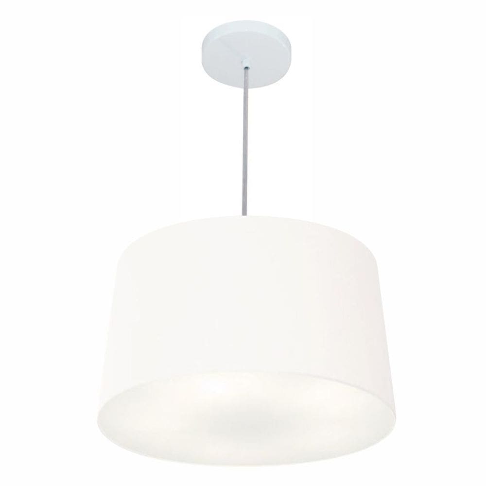 Lustre Pendente Cone Md-4247 Cúpula em Tecido 30/45x40cm Branco - Bivolt