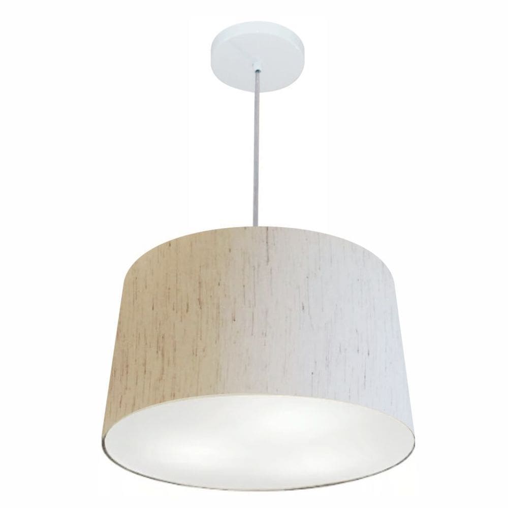 Lustre Pendente Cone Md-4247 Cúpula em Tecido 30/45x40cm Linho Bege - Bivolt