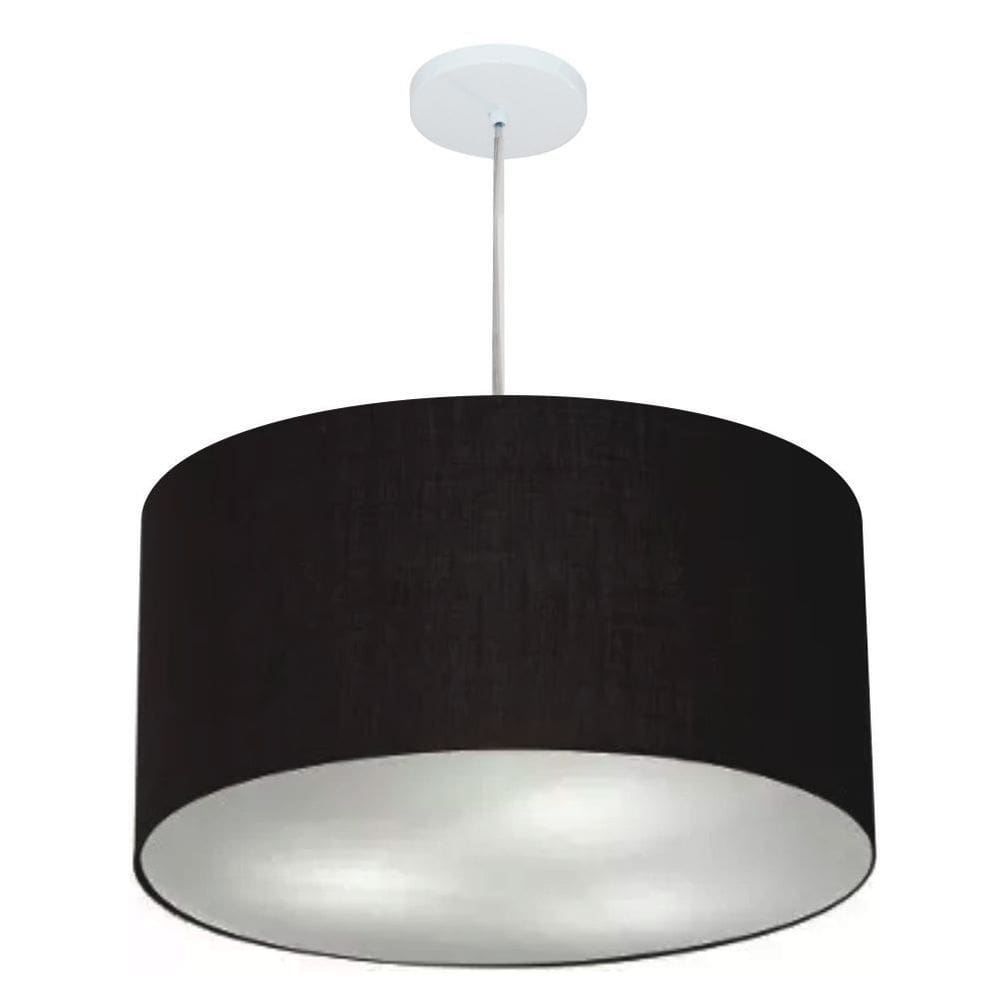 Lustre Pendente Cilíndrico Md-4220 Cúpula em Tecido 55x30cm Preto - Bivolt