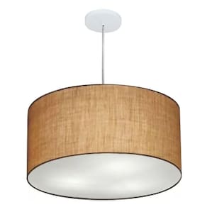 Lustre Pendente Cilíndrico Md-4215 Cúpula em Tecido 55x30cm Palha - Bivolt