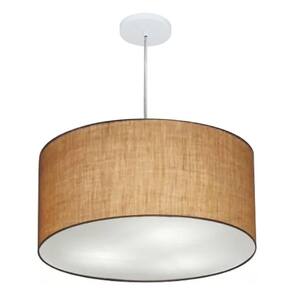 Lustre Pendente Cilíndrico Md-4220 Cúpula em Tecido 55x30cm Palha - Bivolt