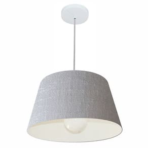 Lustre Pendente Cone Md-4039 Cúpula em Tecido 21/40x30cm Rustico Cinza - Bivolt