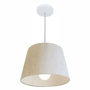 Lustre Pendente Cone Md-4240 Cúpula em Tecido 30/40x30cm Linho Bege - Bivolt