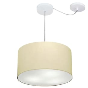 Lustre Cilíndrico C/ Desvio De Centro Md-4256 Cúpula em Tecido 40x21cm Algodão Crú - Bivolt