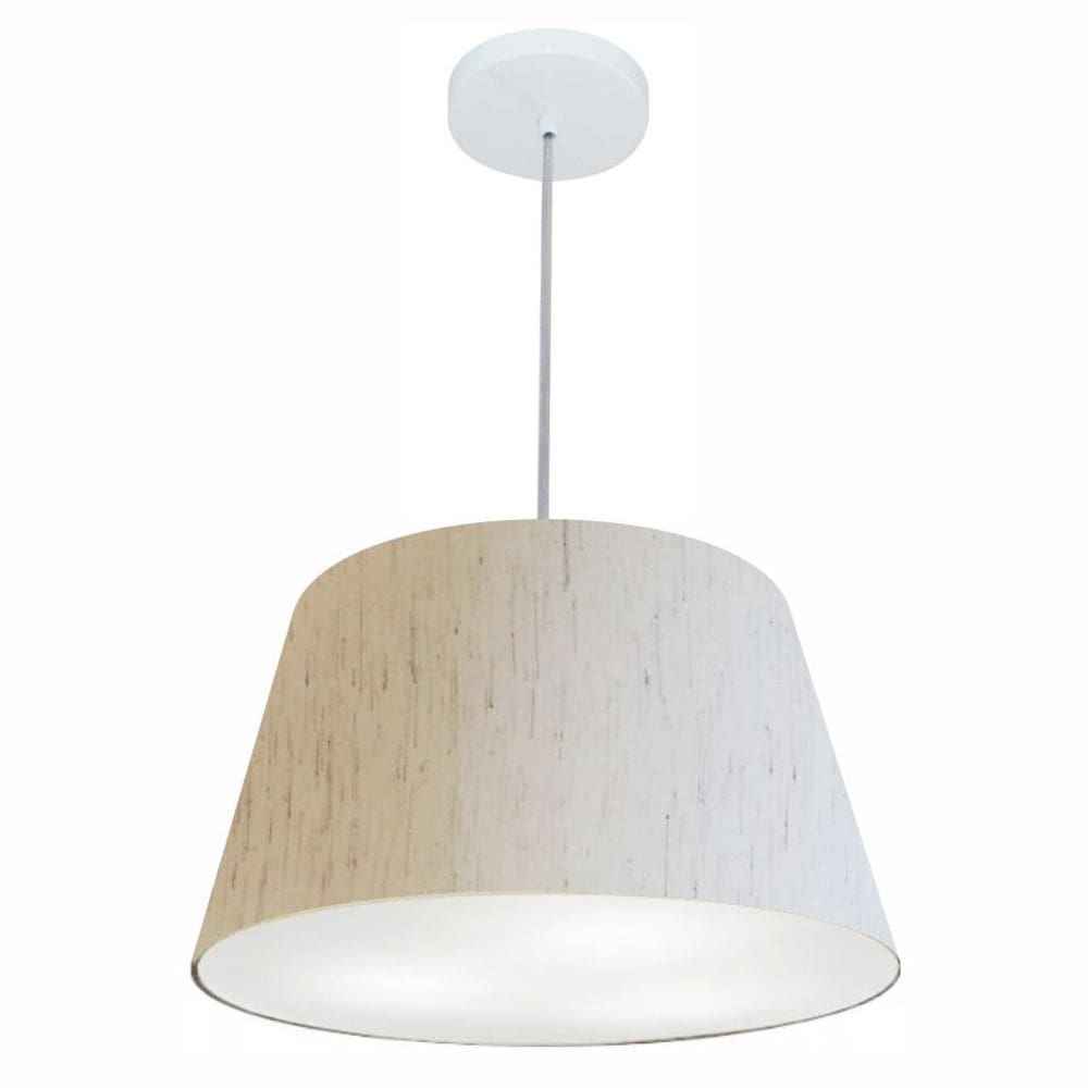Lustre Pendente Cone Md-4021 Cúpula em Tecido 21/40x30cm Linho Bege - Bivolt
