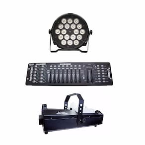 Kit 2 Par Led Slim 18X12W Dmx 512 Maquina De Fumaça 3000W