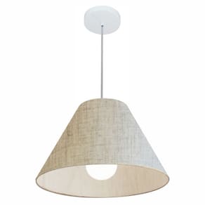 Lustre Pendente Cone Md-4078 Cúpula em Tecido 25/40x15cm Rustico Bege - Bivolt