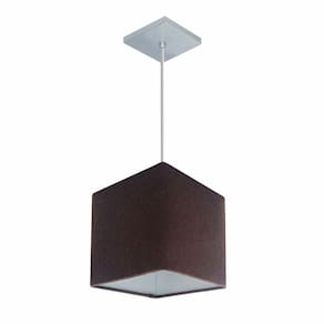 Lustre Pendente Quadrado Md-4223 Cúpula em Tecido 15/13x13cm Café - Bivolt