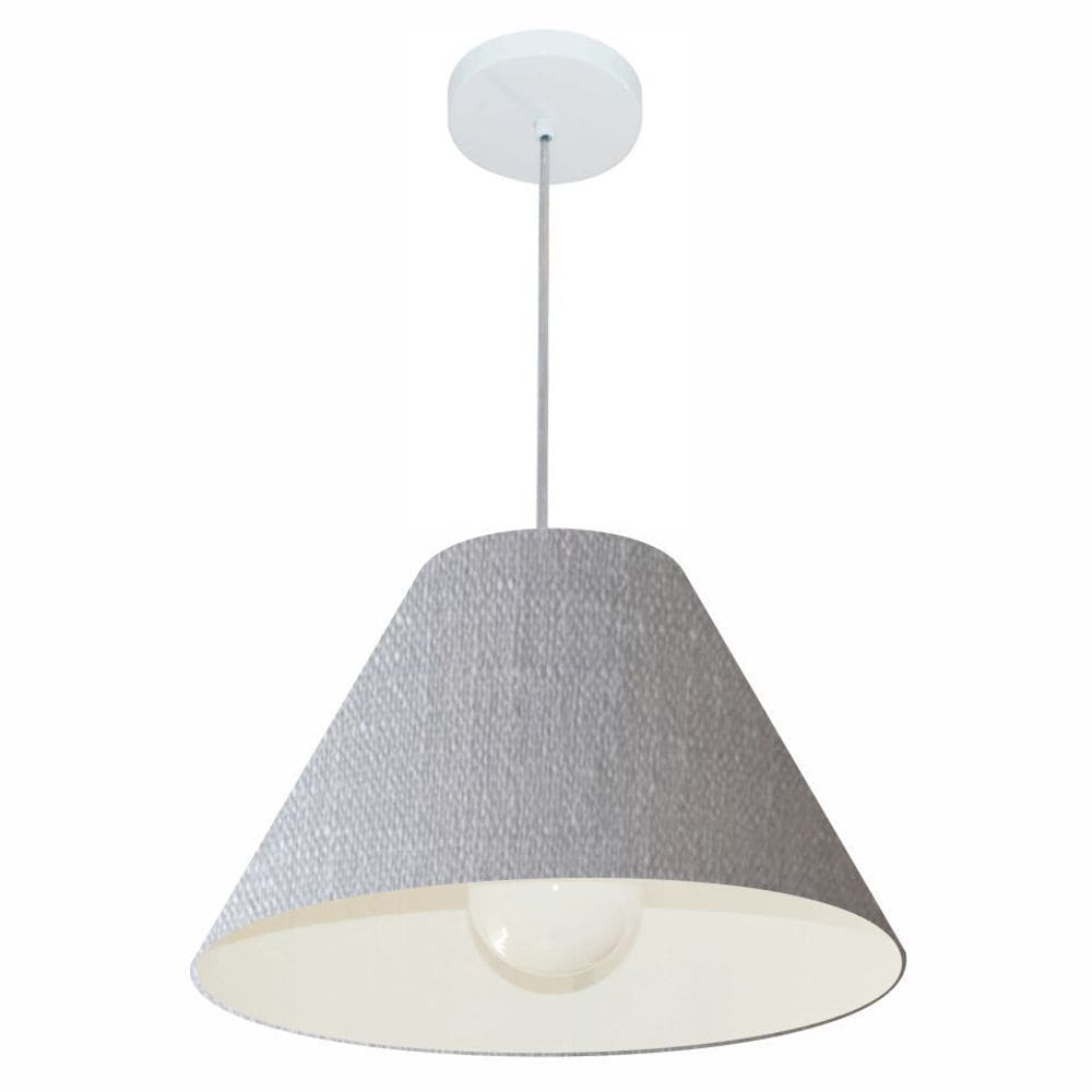 Lustre Pendente Cone Md-4078 Cúpula em Tecido 25/40x15cm Rustico Cinza - Bivolt