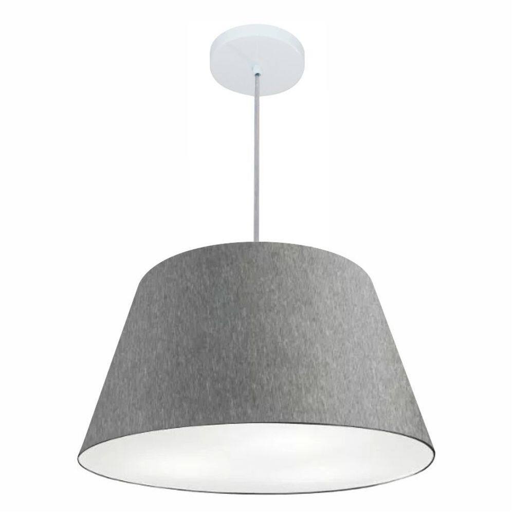 Lustre Pendente Cone Md-4248 Cúpula em Tecido 30/50x35cm Rustico Cinza - Bivolt