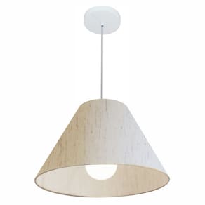 Lustre Pendente Cone Md-4078 Cúpula em Tecido 25/40x15cm Linho Bege - Bivolt