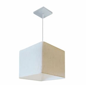 Lustre Pendente Quadrado Md-4058 Cúpula em Tecido 21/25x25cm Linho Bege - Bivolt