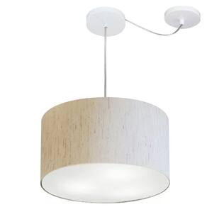 Lustre Cilíndrico C/ Desvio De Centro Md-4256 Cúpula em Tecido 40x21cm Linho Bege - Bivolt