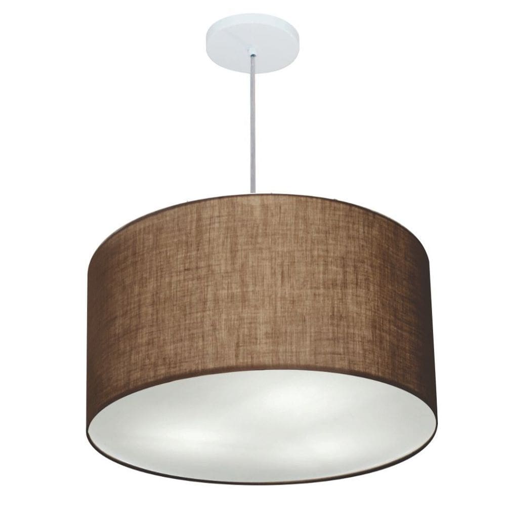 Lustre Pendente Cilíndrico Md-4250 Cúpula em Tecido 45x30cm Café - Bivolt